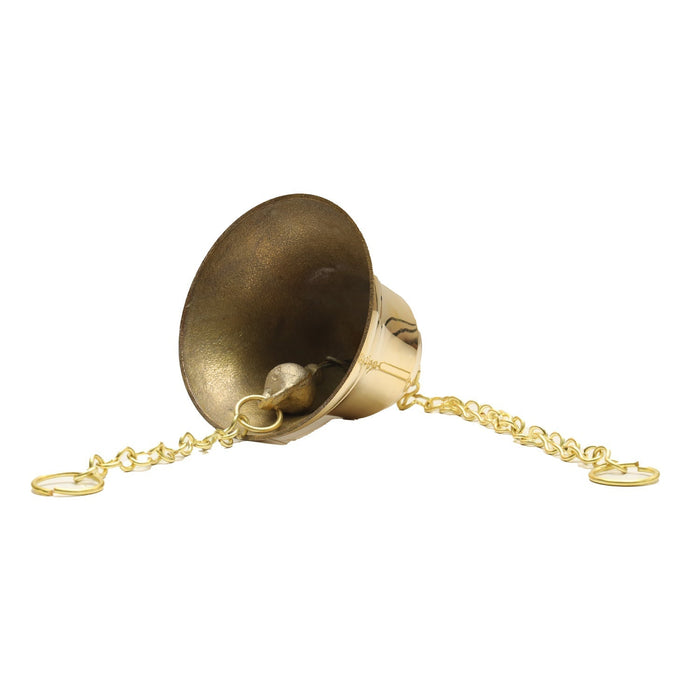 Hanging Bell With Chain - 6 x 5 Inches | Brass Bell/ Temple Bell/ Pooja Bell for Hanging