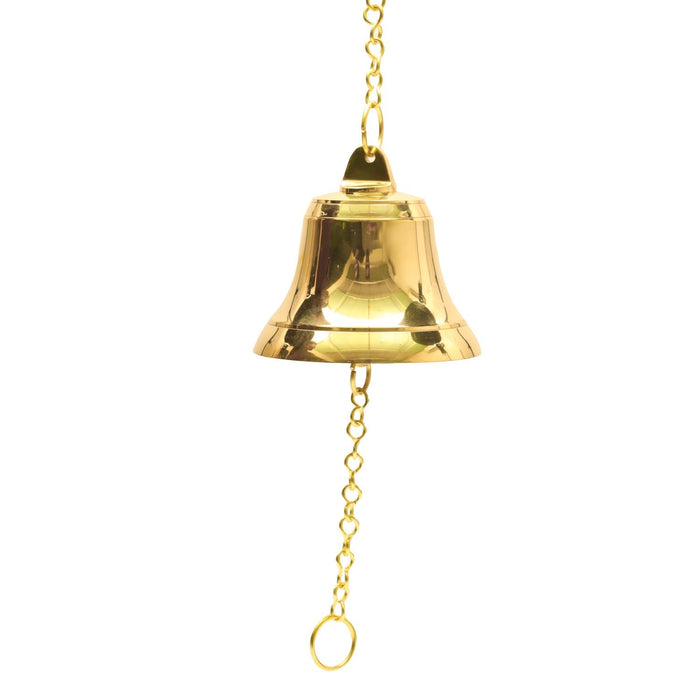 Hanging Bell With Chain - 8 x 6 Inches | Brass Bell/ Temple Bell/ Pooja Bell for Hanging