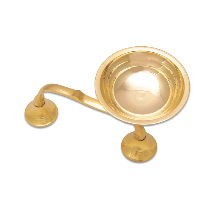 Sambrani Holder With Handle - 4.5 x 7 Inches | Brass Dhoop Stand/ Sambrani Stand/ Dhoop Holder for Pooja