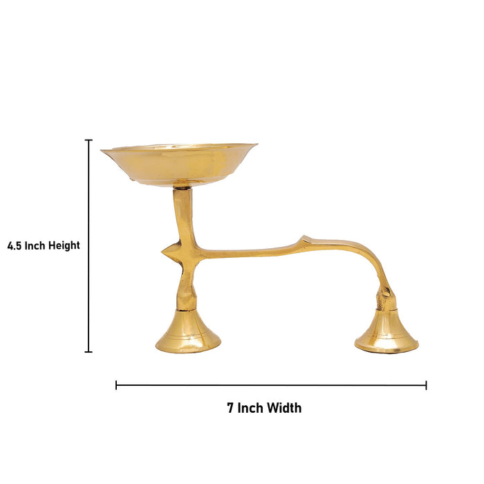 Sambrani Holder With Handle - 4.5 x 7 Inches | Brass Dhoop Stand/ Sambrani Stand/ Dhoop Holder for Pooja
