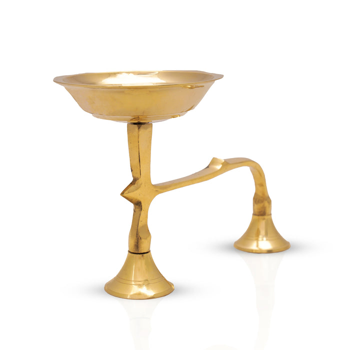 Sambrani Holder With Handle - 4.5 x 7 Inches | Brass Dhoop Stand/ Sambrani Stand/ Dhoop Holder for Pooja