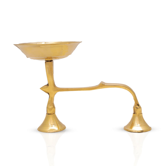 Sambrani Holder With Handle - 4.5 x 7 Inches | Brass Dhoop Stand/ Sambrani Stand/ Dhoop Holder for Pooja