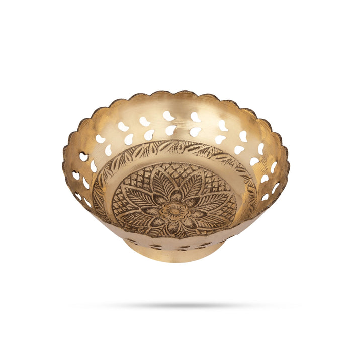 Brass Bowl With Base - 1.75 x 4 Inches | Pooja Cup/ Brass Katora/ Pooja Bowl for Home