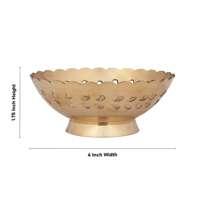 Brass Bowl With Base - 1.75 x 4 Inches | Pooja Cup/ Brass Katora/ Pooja Bowl for Home
