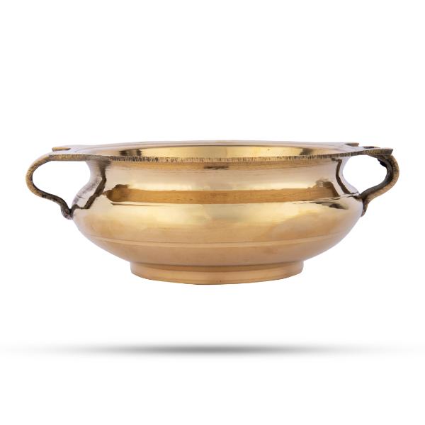 Flower Pot With Handle - 3 x 7.5 Inches | Brass Urli Decor/ Uruli With Base for Home Decor