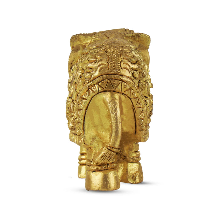 Elephant Statue - 2.5 x 3.25 Inches | Antique Brass Idol/ Elephant Idol/ Elephant Figurine for Home Decor