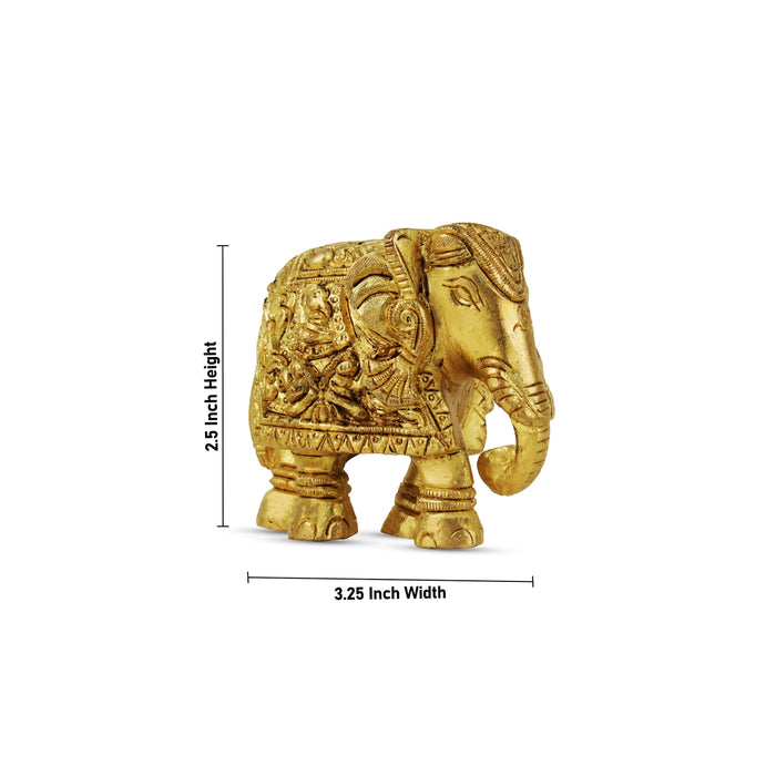 Elephant Statue - 2.5 x 3.25 Inches | Antique Brass Idol/ Elephant Idol/ Elephant Figurine for Home Decor