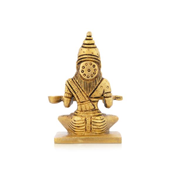 Annapurna Devi Sitting On Base - 4 x 2.5 Inches | Antique Brass Idol/ Annapoorani Statue for Pooja