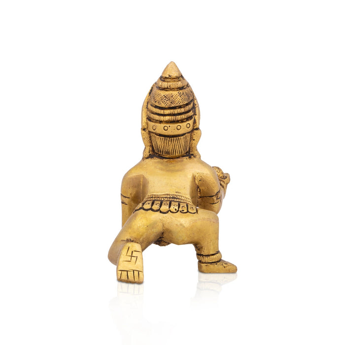 Crawling Krishna Statue - 3.5 x 2.75 Inches | Antique Brass Idol/ Laddu Gopal Murti for Pooja
