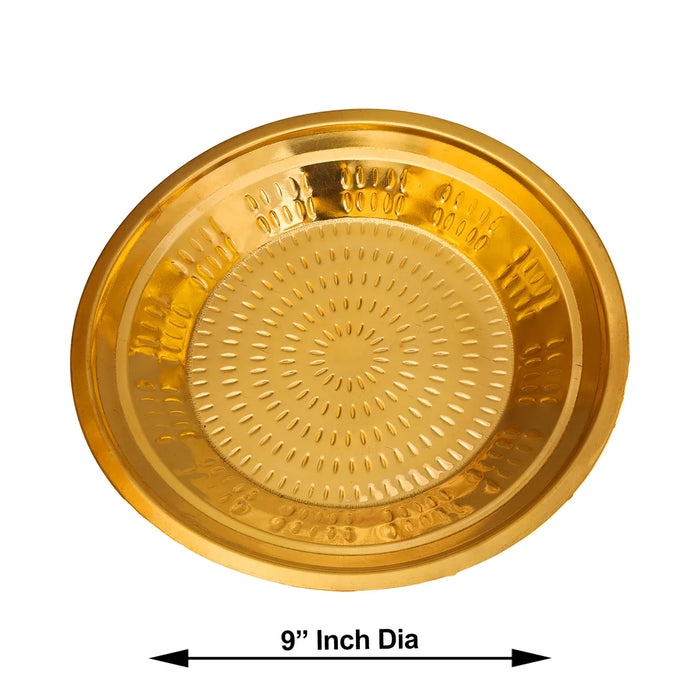 Brass Plate - 9 Inches | Pottu Prath/ Thali Plate for Pooja/ 215 Gms Approx