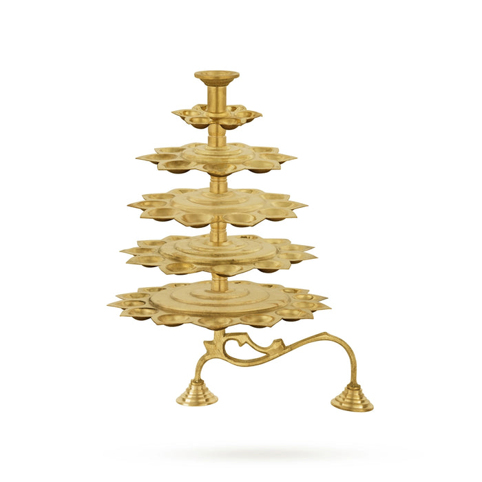 5 Step Brass Aarti - 18 x 12 Inches | Ganga Aarti With Handle/ Kapoor Dhani for Pooja
