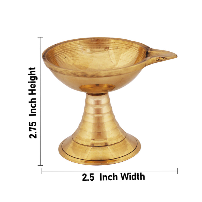 Kartik Deepam With Base - 2.75 X 2.5 Inches | Agal Vilakku Deepam/ Karthik Deepam/ Brass Lamp For Pooja