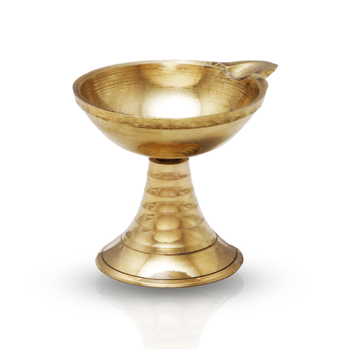 Kartik Deepam With Base - 2.75 X 2.5 Inches | Agal Vilakku Deepam/ Karthik Deepam/ Brass Lamp For Pooja