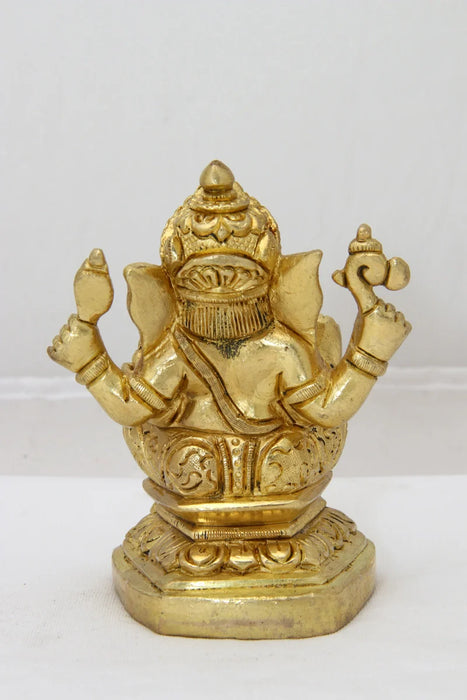 Ganesh Murti - 5 Inches | Antique Brass Statue/ Ganpati Murti/ Vinayaka Idol for Pooja/ 995 Gms Approx