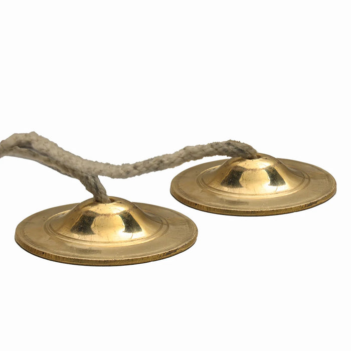 Brass Hand Cymbals - 2.5 Inches | Manjira Taal/ Talam with Rope Bhajan/ Jalra for Kirtan/ 115 Gms