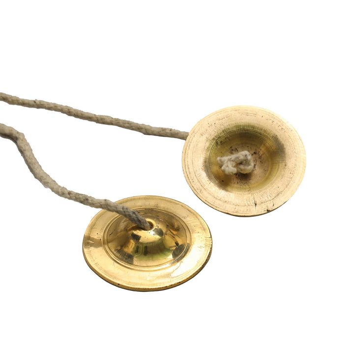 Brass Hand Cymbals - 2.5 Inches | Manjira Taal/ Talam with Rope Bhajan/ Jalra for Kirtan/ 115 Gms