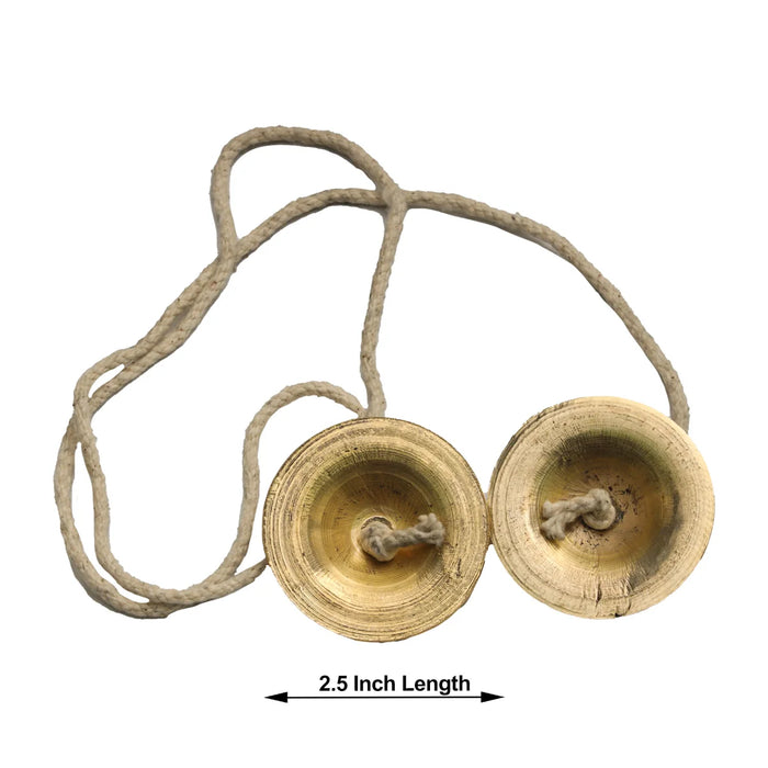 Brass Hand Cymbals - 2.5 Inches | Manjira Taal/ Talam with Rope Bhajan/ Jalra for Kirtan/ 115 Gms