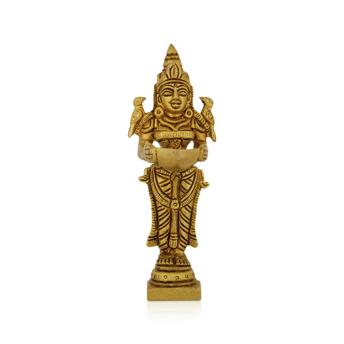 Lakshmi Lamp - 5 Inches | Lakshmi Vilaku/ Antique Brass Vilakku/ Laxmi Deepam for Pooja/ 240 Gms Approx
