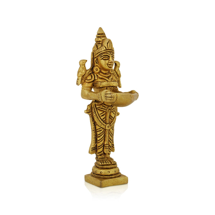 Lakshmi Lamp - 5 Inches | Lakshmi Vilaku/ Antique Brass Vilakku/ Laxmi Deepam for Pooja/ 240 Gms Approx