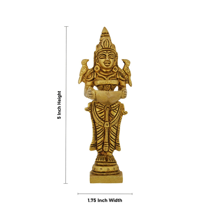 Lakshmi Lamp - 5 Inches | Lakshmi Vilaku/ Antique Brass Vilakku/ Laxmi Deepam for Pooja/ 240 Gms Approx