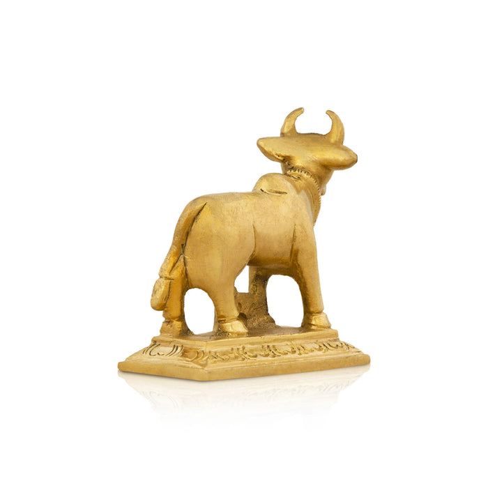 Cow With Calf Idol With Base - 2.5 x 2.25 Inches | Brass Idol/ Antique Polish Cow And Calf Statue for Pooja