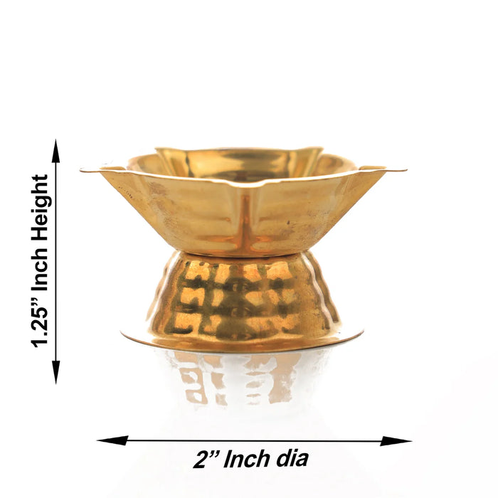 Brass Five Star Deep - 1.25 x 2 Inches | Vilakku/ Brass Lamp/ 5 Star Diya for Pooja/ 15 Gms Approx