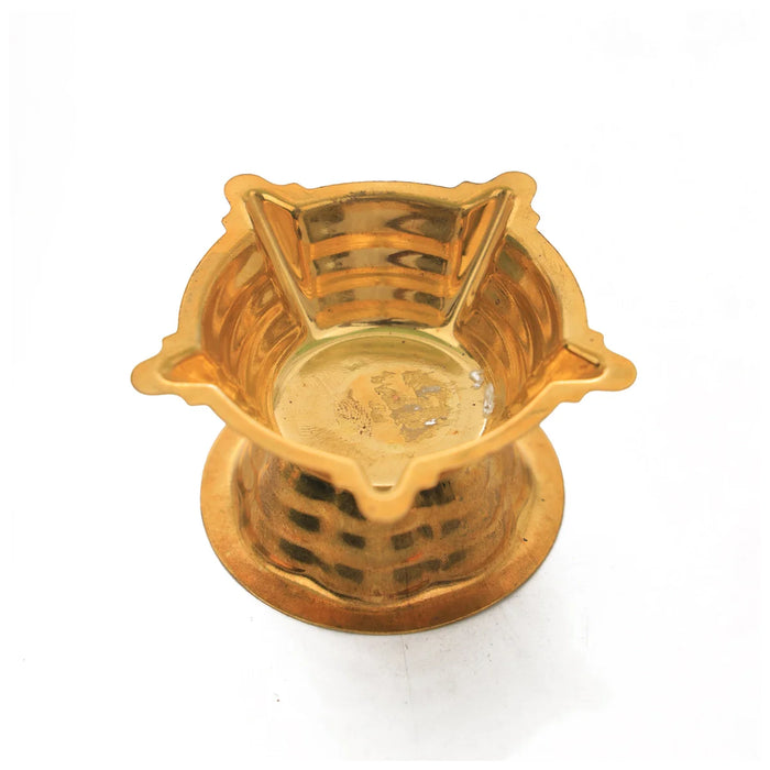 Brass Five Star Deep - 1.25 x 2 Inches | Vilakku/ Brass Lamp/ 5 Star Diya for Pooja/ 15 Gms Approx