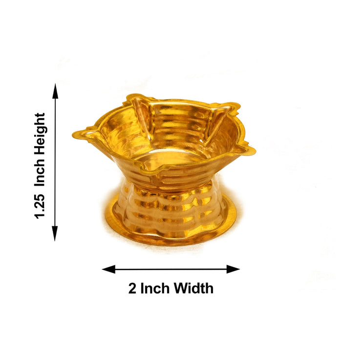5 Face Brass Lamp With Base - 1.25 x 2 Inches | Brass Pooja Diya/ Brass Deepam/ Brass Vilakku for Home