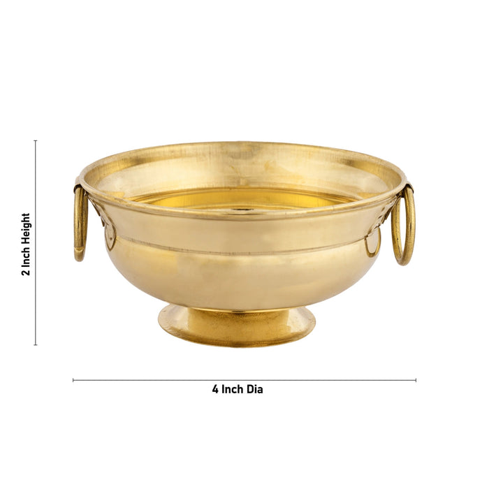 Flower Pot With Handle - 2 x 4 Inches | Brass Urli Decor/ Uruli With Base for Home Decor