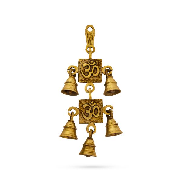 Vastu Hanging Bell - 10 X 3.5 Inches | Antique Brass 2 Step Pooja Bell/ Brass Bell For Hanging