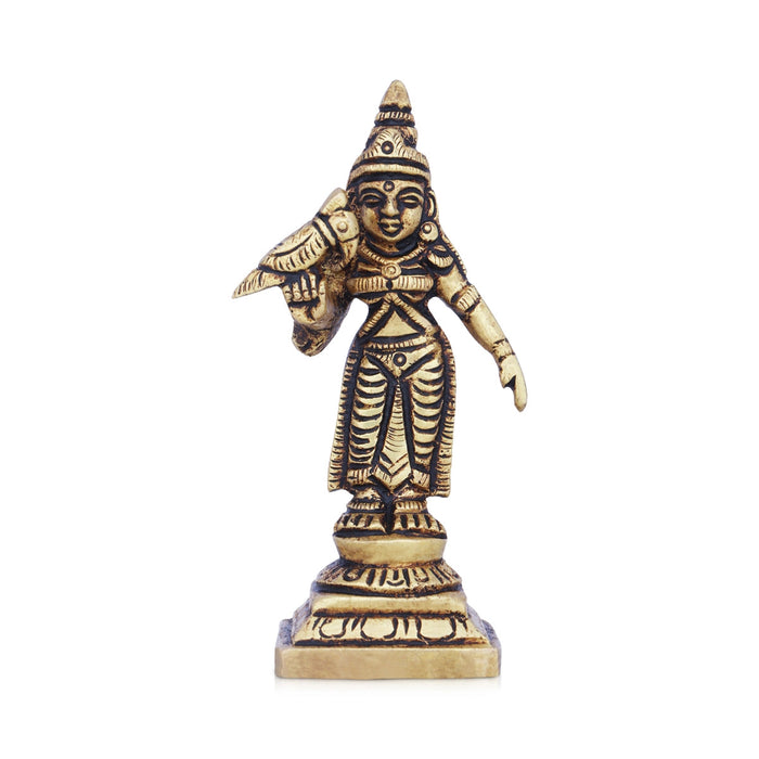 Meenakshi Amman Statue - 3.5 x 2 Inches | Meenakshi Amman Idol/ Brass Idol for Pooja