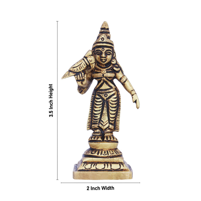 Meenakshi Amman Statue - 3.5 x 2 Inches | Meenakshi Amman Idol/ Brass Idol for Pooja