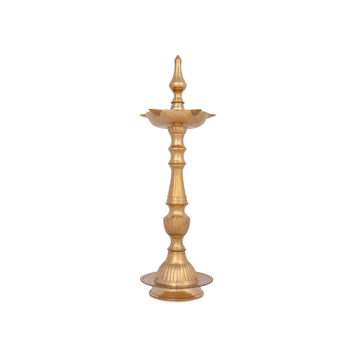 Kerala Kuthu Vilakku - 17 x 5.5 Inches | Kerala Vilakku/ 5 Face Brass Lamp/ Kerala Diya for Pooja