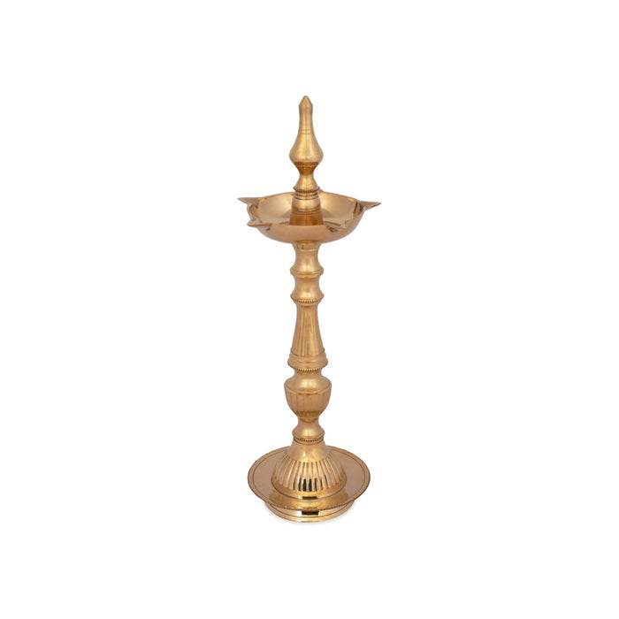 Kerala Kuthu Vilakku - 17 x 5.5 Inches | Kerala Vilakku/ 5 Face Brass Lamp/ Kerala Diya for Pooja