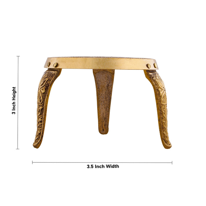 Mukkali Stool - 3 x 3.5 Inches | Brass Pooja Stand/ Brass Stand/ Mukkali Stand for Deity