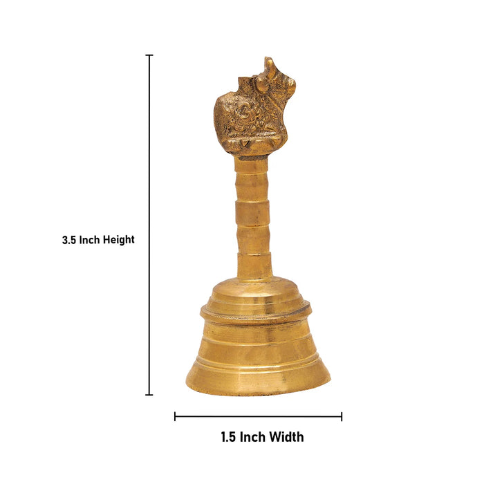 Handbell - 3.5 x 1.5 Inches | Brass Bell/ Nandi Handle Ghanti for Pooja/ 140 Gms Approx