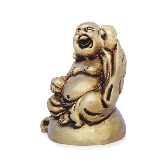 Happy Man Idol - 2 x 1.75 Inches | Antique Brass Idol/ Laughing Buddha Statue for Home Decor