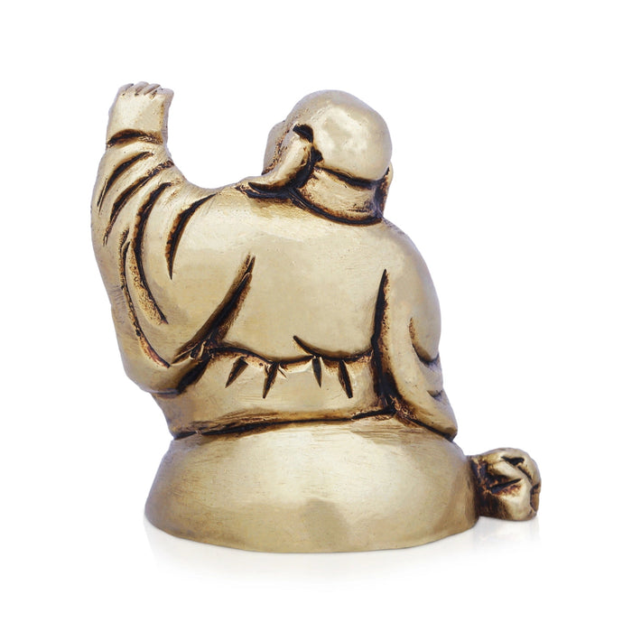 Happy Man Idol - 2 x 1.75 Inches | Antique Brass Idol/ Laughing Buddha Statue for Home Decor