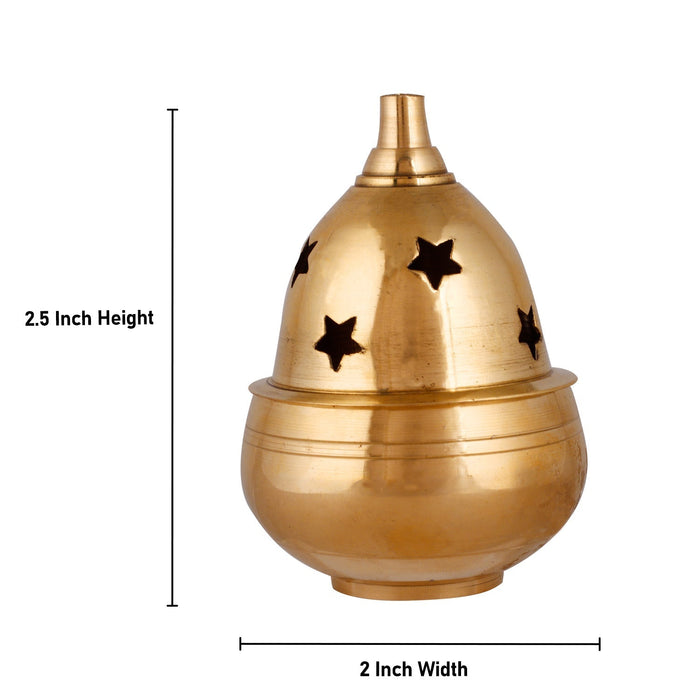 Nanda Deepam With Lid - 2.5 x 2 Inches | Brass Lamp/ Nandha Vilakku/ Brass Pooja Diya for Home