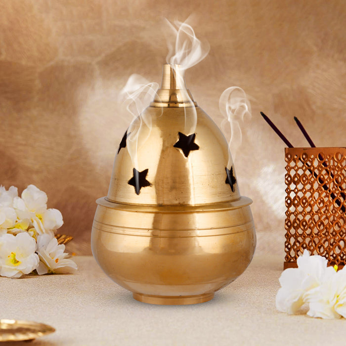 Nanda Deepam With Lid - 2.5 x 2 Inches | Brass Lamp/ Nandha Vilakku/ Brass Pooja Diya for Home