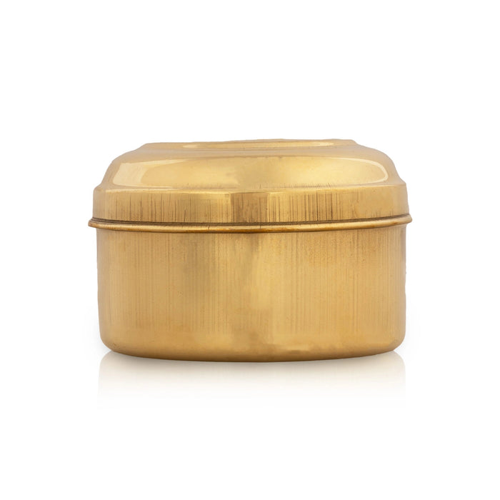 Pooja Box With Lid - 3 x 4 Inches | Storage Container/ Jewelry Organizer/ Brass Box for Home