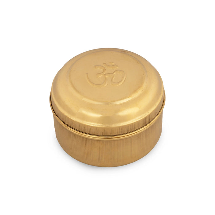 Pooja Box With Lid - 3 x 4 Inches | Storage Container/ Jewelry Organizer/ Brass Box for Home