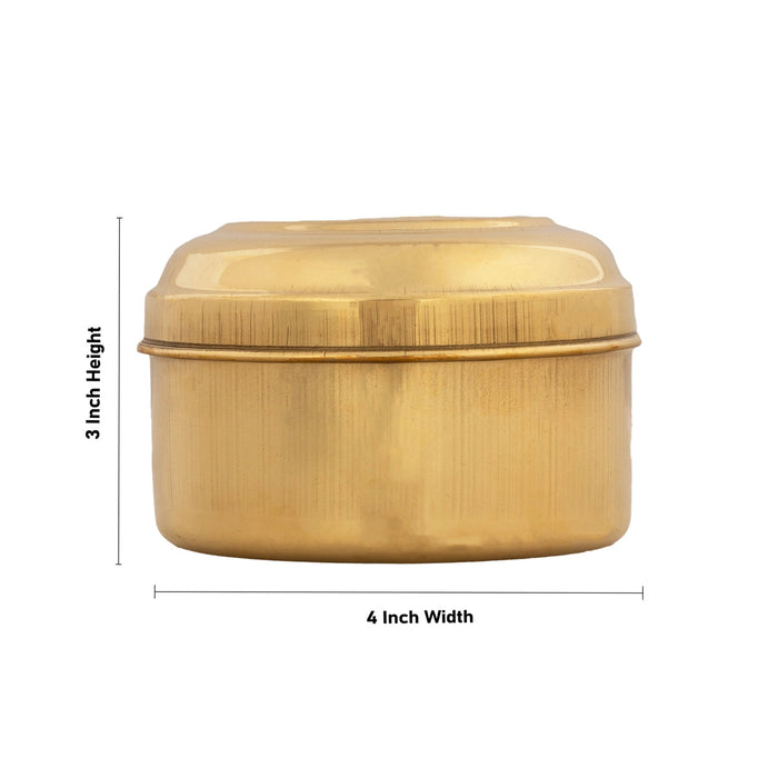 Pooja Box With Lid - 3 x 4 Inches | Storage Container/ Jewelry Organizer/ Brass Box for Home