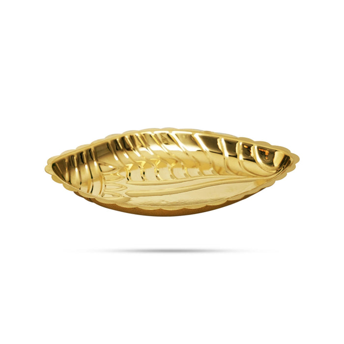 Brass Shankh Plate - 0.5 x 7 Inches | Puja Plate/ Sangu Design Thali Tray for Home