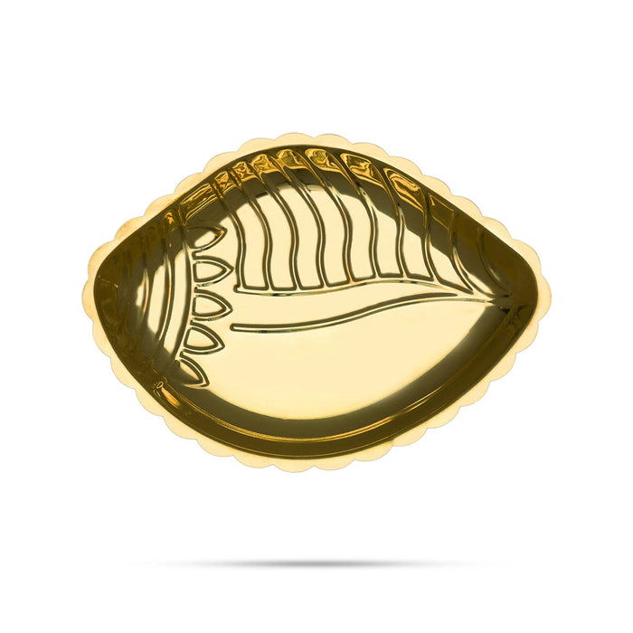 Brass Shankh Plate - 0.5 x 7 Inches | Puja Plate/ Sangu Design Thali Tray for Home