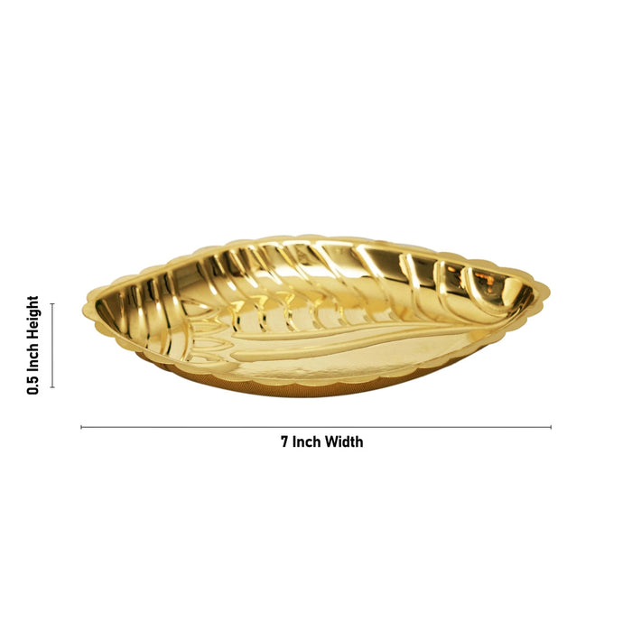 Brass Shankh Plate - 0.5 x 7 Inches | Puja Plate/ Sangu Design Thali Tray for Home