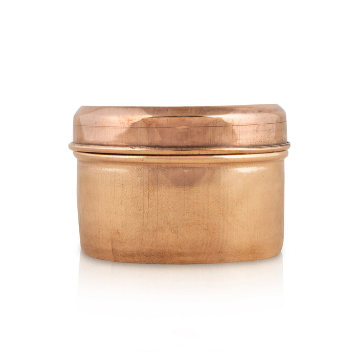 Pooja Box With Lid - 2 x 2.75 Inches | Copper Box/ Storage Container/ Jewelry Organizer for Home