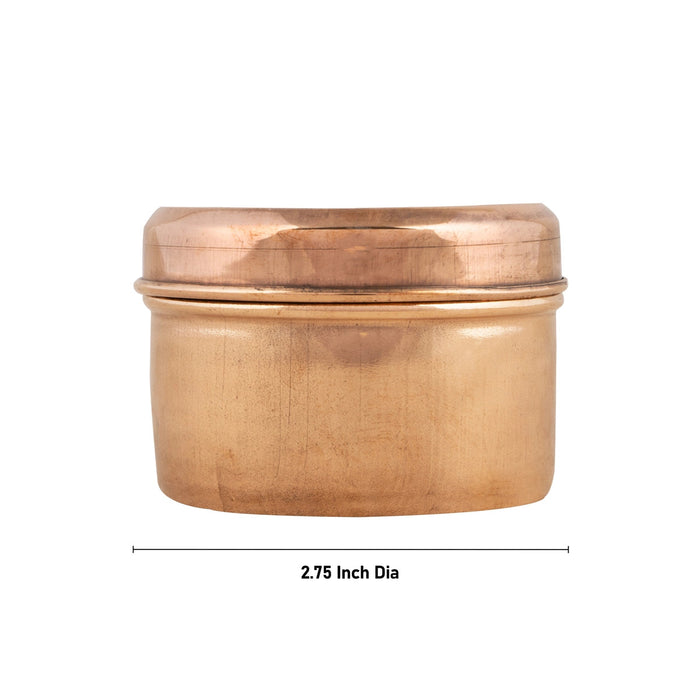 Pooja Box With Lid - 2 x 2.75 Inches | Copper Box/ Storage Container/ Jewelry Organizer for Home