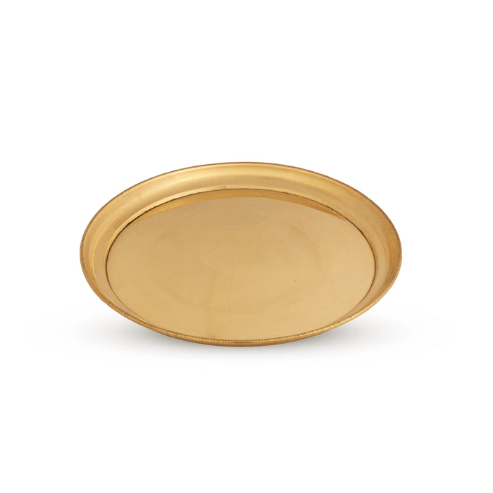 Brass Plate - 0.5 x 9 Inches | Halwa Plate/ Decorative Pooja Thali/ Small Plate For Naivedyam & Pooja
