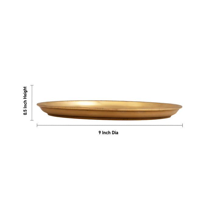 Brass Plate - 0.5 x 9 Inches | Halwa Plate/ Decorative Pooja Thali/ Small Plate For Naivedyam & Pooja